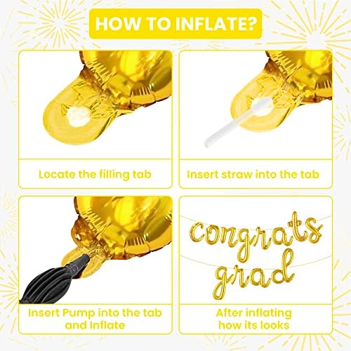 KatchOn, Gold Script Congrats Grad Balloon-lucios | 16 Inch / Felicitări baloane de aur Grad pentru decorațiuni de petrecere