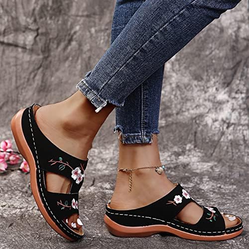 Shijian platforma sandale vara doamnelor moda pană Toc broderie flori Sandale femei Pantofi