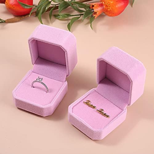 RJ afișează-1 buc Premium roz catifea inel cercel bijuterii cutie de depozitare cutie cadou, inel cercei bijuterii Counter