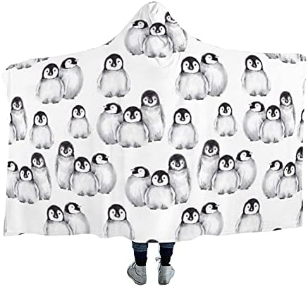 Pinguini drăguți pentru Bebeluși animale de iarnă pătură cu glugă Purtabilă mantie moale pentru ceas TV canapea extensibilă