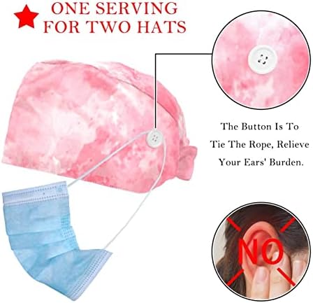 2pcs Capace de lucru reglabile pentru femei cu butoane cu bandă de transpirație în acuarelă, fundal roz pălării bouffant