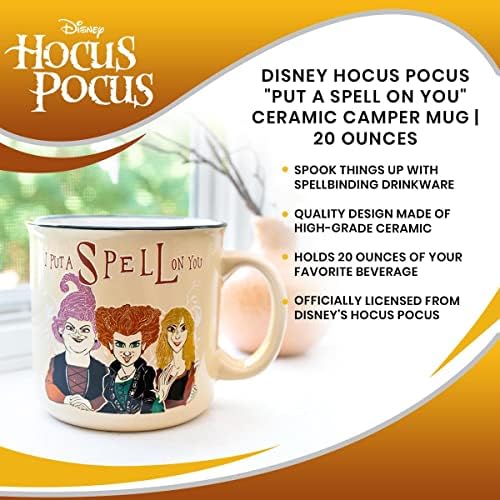 Disney Hocus Pocus Pune o vrajă pe tine cană de camper ceramică | Cauta de cafea de călătorie fără BPA pentru espresso, cofeină,