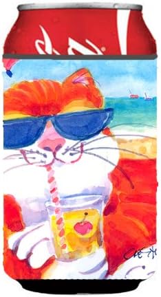 Caroline's Treasures 6118cc Cat cool Cat cu ochelari de soare la plajă cutia sau sticla îmbrățișare, poate răcire cu mânecă