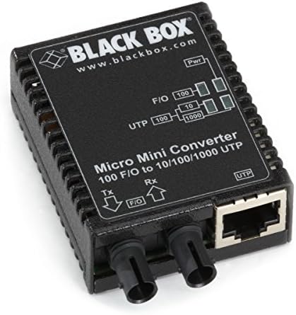 Black Box Micro Mini Media Converter, 10-/100-/1000-Mbps Cupper până la 100 Mbps Fibră duplex, multimod, 1310-nm, 5 km, ST