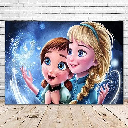 YouRan Baby Princess Elsa și Anna fundal La Mulți Ani vinil 5x3ft Elsa Frozen Background Baby Shower pentru fete vinil Princess
