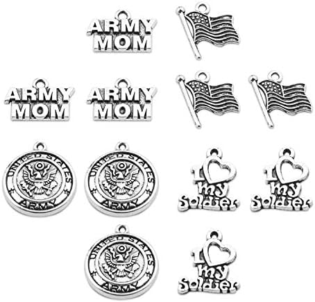 BOSATE 12buc Armata Mama farmece Colectia SUA militare farmece pandantiv Armata Logo-ul / Armata mama / îmi place soldatul