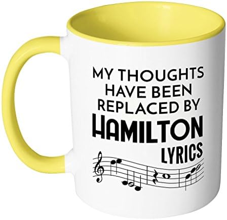 Gândurile mele au fost înlocuite de versuri Hamilton Cadou amuzant pentru fanii Hamilton 11 oz cu accent de cafea
