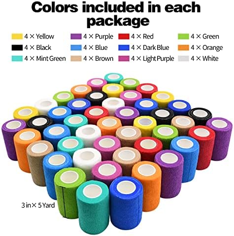 Învelișuri de bandaj adeziv, pachet 24/48/72 1/2/3 inch 5 metri multicolor/piele elastică de culoare multicolor/piele atletică,