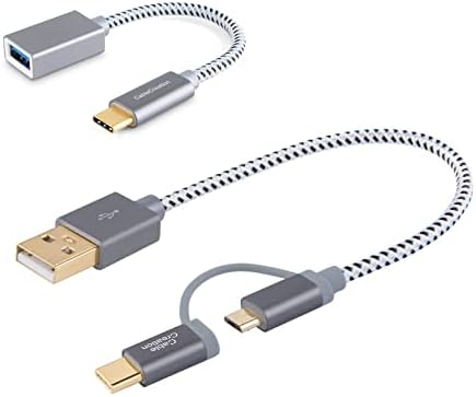 Pachetul CableCreation - 2 articole: 2 în 1 micro USB C până la USB Un cordon de încărcare rapidă 0,8ft + USB3.1 Femeie USB