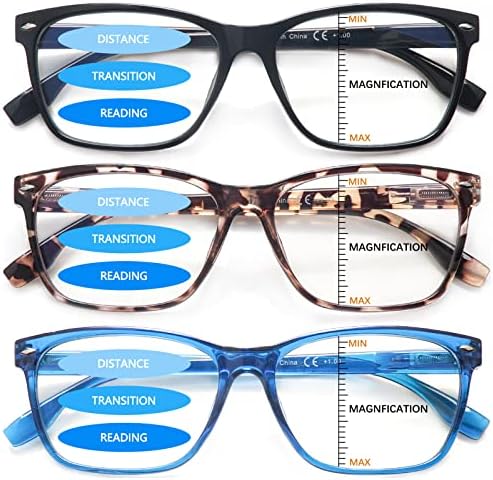 VIDEBLA 3 Pack progresivă Multifocus lectură ochelari pentru femei bărbați Albastru Lumina blocarea calculator primăvară balamale
