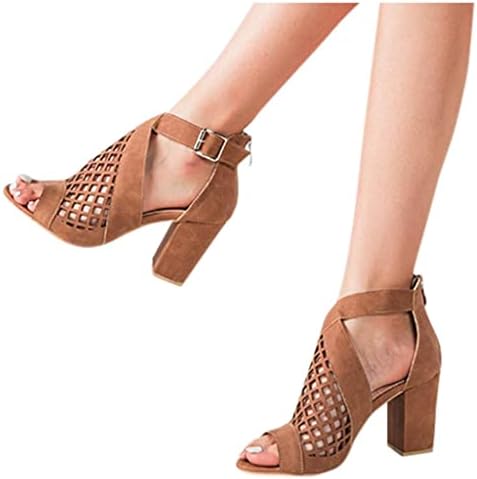 Sandale pentru femei sandale elegante tăiat cu fermoar peep toe cu călcâie cu tocuri de vară, pantofi sandale cu toc înalt