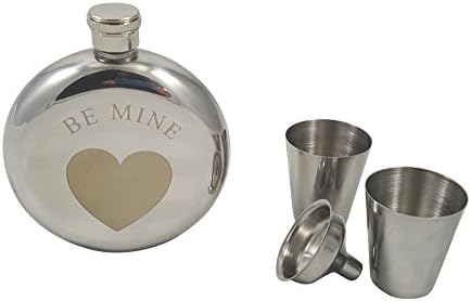 Valentines Day Be Mine Flask Set cadou, balon de 5 oz gravat cu o inimă