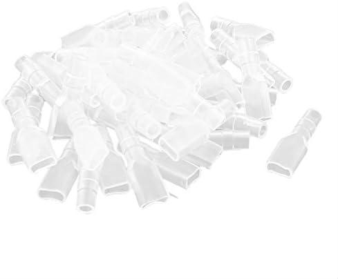 IIVVERR NESPOSULUI NESPOSULAT de 4,8 mm Spade Conector PVC Cover PVC Clear 50pcs (Cubierta de PVC nu Aislada de Conector Hembra