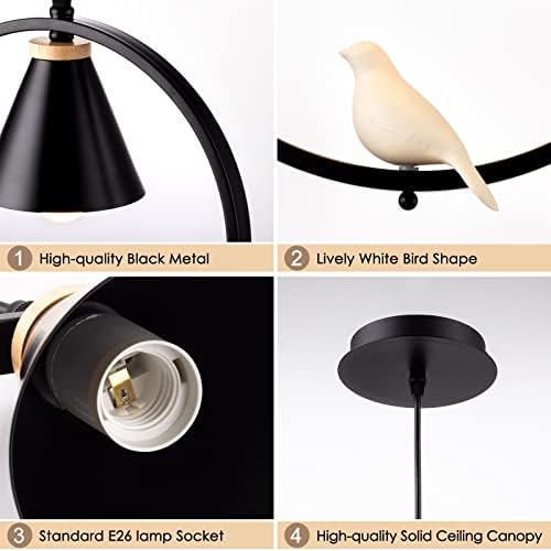 Mingld.LAMP MINI PENDING LUMINA 1 Pachet modern alb -negru pepinieră Iluminat Lumină Vivid Bird Shade Light Light pentru bucătărie