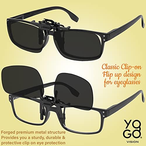 Clip pe ochelari de soare pentru bărbați Femei Clip-on peste baza de prescriptie medicala Ochelari ușor Flip-Up polarizat nuante